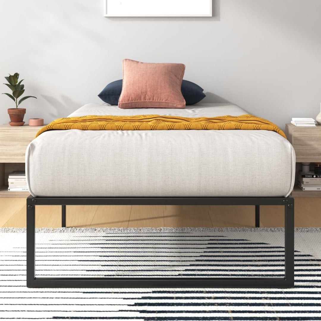lorelai bettgestell 100x200 cm - metallbett mit metall-lattenrost - 36 cm hohe plattform mit freiraum darunter - kein boxspringbett erforderlich - einfache montage - schwarz