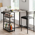 bartisch mit barhocker set stehtisch mit 2 barhockern und 3 seitenregalen 3 esstisch set kuechentisch sitzgruppe industriell fuer esszimmer kueche wohnzimmer grau