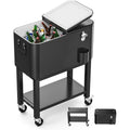 57l servierwagen mit rollen beistellwagen patio-kuehlwagen kuehlbox getraenkekuehler mit flaschenoeffner praktisch fuer outdoor-partys und bbqs 355 x 66 x 81 cm schwarz
