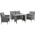 dallas 4-teiliges garten-lounge-set polyrattan glastisch grau