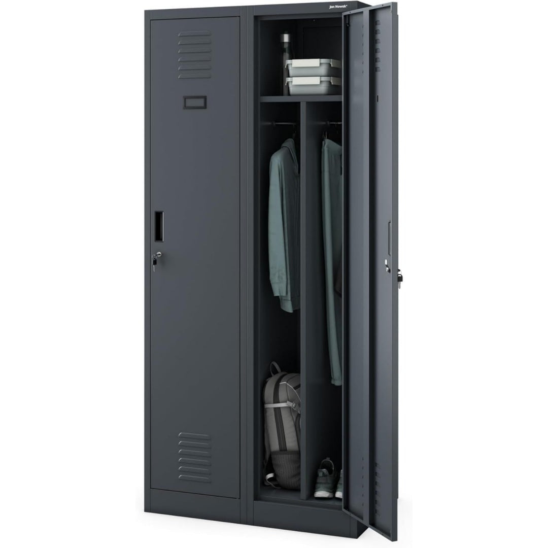 spindschrank umkleideschrank metall 2 abteile 180x80x50 cm personalschrank kleiderschrank schliessfachschrank 2 abteile kleiderstange trennwaende lueftung 4 haken je abteil