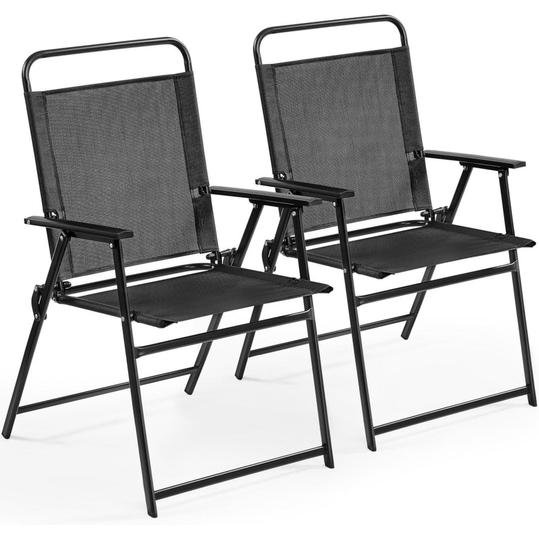 2er-set klappstuhl gartenstuhl klappsessel mit hoher rueckenlehne armlehnen terrassenstuehle essstuehle bis 100 kg belastbar schwarz