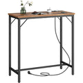 bartisch mit ladestation kuechentisch rechteckiger stehtisch untere querstrebe dreieckige stuetzstruktur langer schmaler bartisch vintage-stil rustikales braun ebf90cbt01