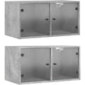 wandschraenke mit glastueren 2 stk betongrau 685x37x35 cm