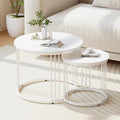 couchtisch rund satztisch 2er set wohnzimmertisch modern couchtisch aus holz beistelltisch set rund kaffeetisch sofatisch tischkombination fuers wohnzimmer buero balkon weiss