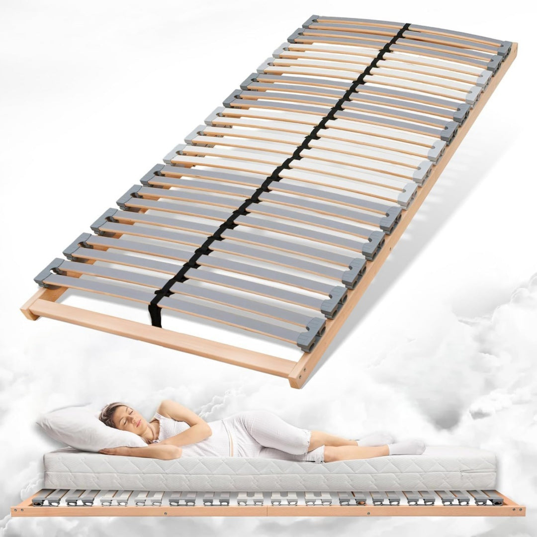easylat starr lattenrost 140x200 cm geraeuscharm 5-zonen lattenrahmen mit 28 federholzleisten stabiler mittelgurt fuer optimale unterstuetzung ergonomische anpassung
