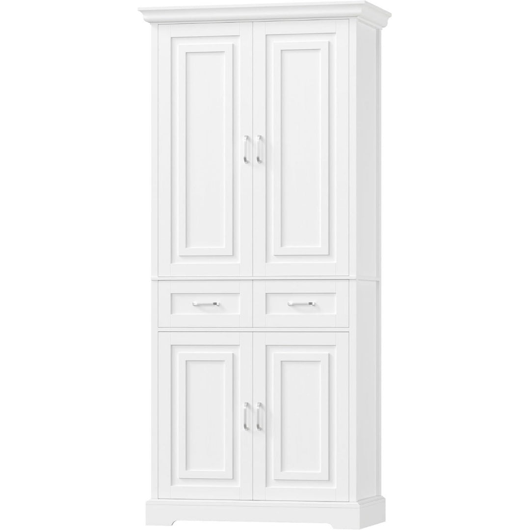 180cm hoch kuechenschrank mehrzweckschrank vorratsschrank weiss mehrzweckschrank mit 4 tueren schublade hochschrank buffetschrank kuechenschrank hoch fuer wohnzimmer kueche 80x40x1805cm