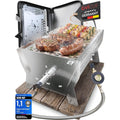 tragbarer gas- holzkohlegrill mit tragetasche