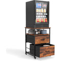 mini-kuehlschrankstaender mit stauraum mobiler kuehlschranktisch mini-kuehlschrank rollbarer kompakter kuehlschrankwagen getraenkekuehlschranktisch mit raedern fuer kueche schlafzimmer buero
