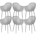 gartenstuehle 6er set gartenstuhl kunststoff mit armlehne loungesessel outdoor gartensessel wetterfest fuer garten balkonstuehle terrassenstuehle bistrostuhl balkonmoebel kleiner balkongrau